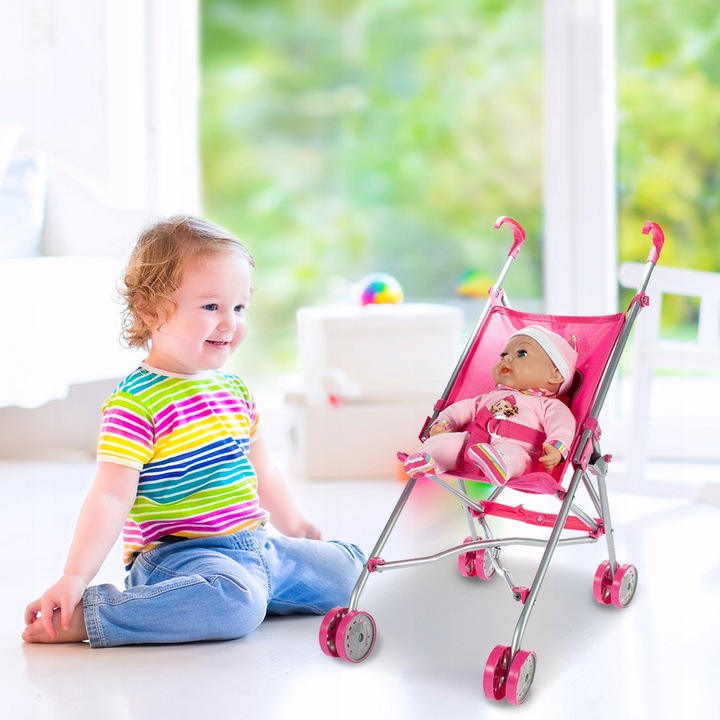 WÓZEK DLA LALEK SPACERÓWKA PARASOLKA JEDNOROŻEC LEKKI SKŁADANY SPACEROWY