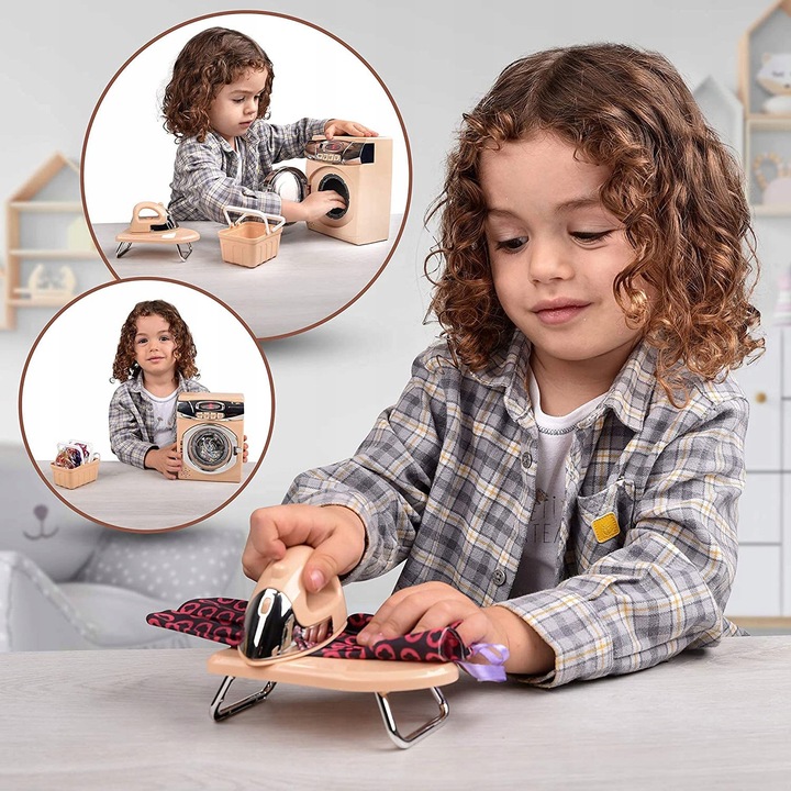 PRALKA AUTOMAT DLA DZIECI OBROTOWY BĘBEN OTWIERANE DRZWI ŻELAZKO DESKA AGD