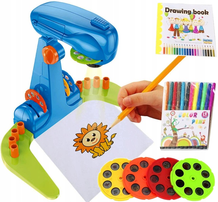 PROJEKTOR RZUTNIK DO NAUKI RYSOWANIA MALOWANIA ZE SLAJDAMI 32 SLAJDY MAZAKI