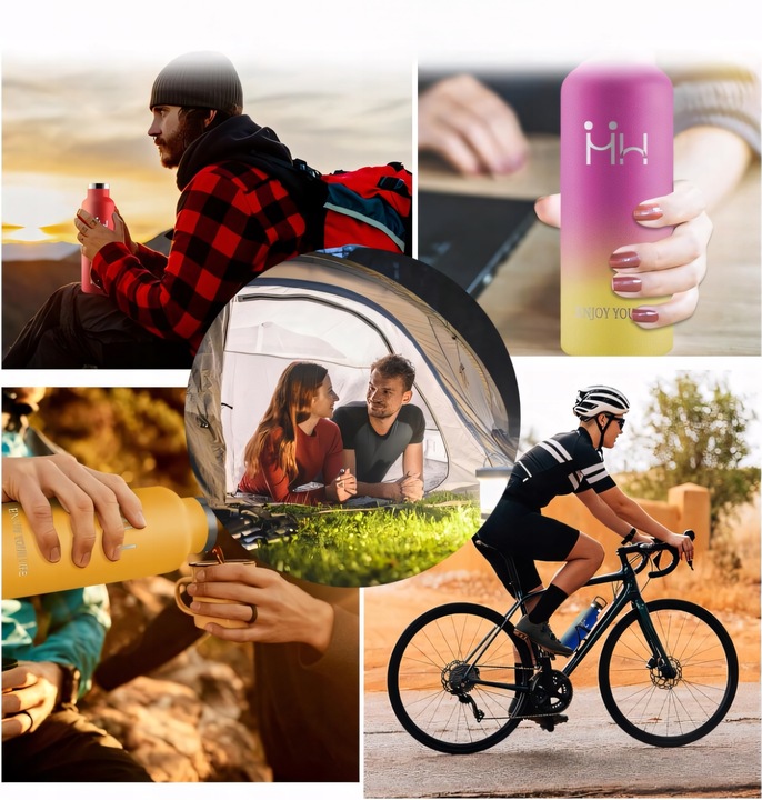 KUBEK TERMICZNY BUTELKA TERMOS NA KAWĘ HERBATĘ NAPOJE STALOWY SŁOMKA 500ML