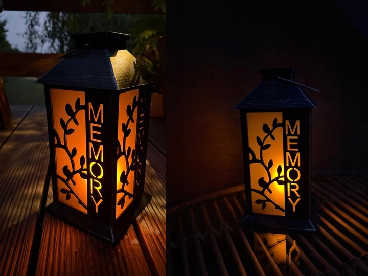 LATARENKA ZNICZ SOLARNY MEMORY PAMIĘĆ lampion LED NA GRÓB CMENTARZ lampka