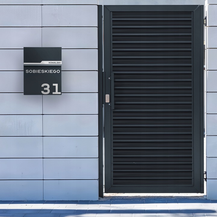 SKRZYNKA POCZTOWA NA LISTY POCZTĘ ANTRACYT + NAPIS ADRES ULICA NUMER