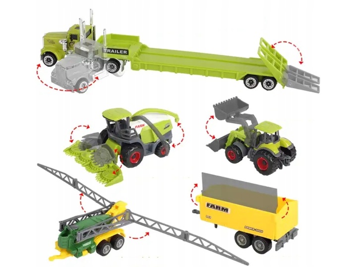 ZESTAW Traktorów TIR FARMA dla Dzieci Kombajn Zwierzęta Pojazdy Rolnicze