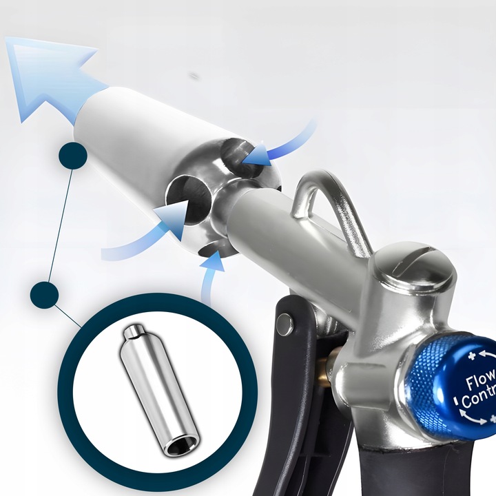 PISTOLET DO PRZEDMUCHIWANIA DYSZA VENTURIEGO REGULACJA PRZEPŁYWU POWIETRZA