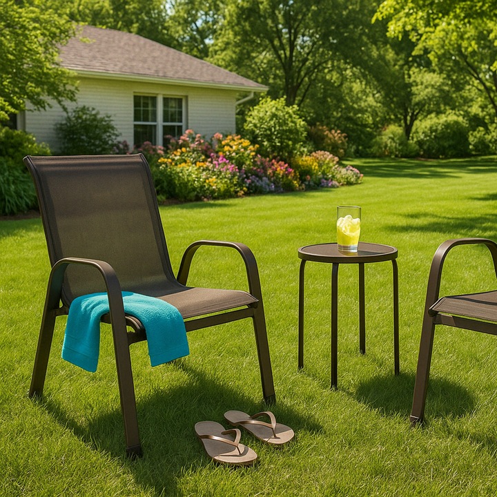 2szt. KRZESŁO OGRODOWE BALKONOWE FOTEL NA TARAS OGRÓD MOCNE BRĄZOWE ZESTAW