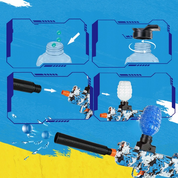 Pistolet Karabin Na Żelowe Kulki DUŻY Zestaw Automatyczny Broń Automat