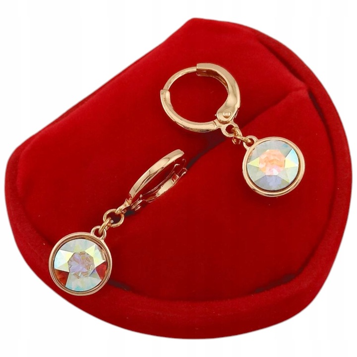 ZŁOTE KOLCZYKI WISZĄCE AURORE HOLO CYRKONIE WYJĄTKOWE DAMSKIE POZŁACANE 18K