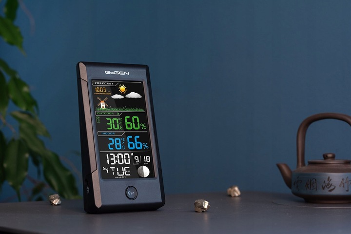 Stacja meteorologiczna budzik data fazy księżyca wilgotność Gogen ME1296