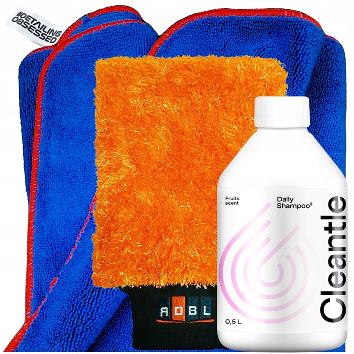 ZESTAW DO MYCIA AUTA rękawica z mikrofibry + ręcznik do osuszania + szampon