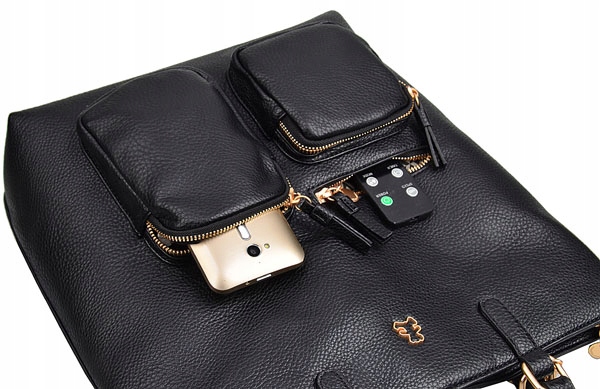 LuluCastagnette Klasyczna TOREBKA damska A4 Na ramię Do ręki Miś CZARNA