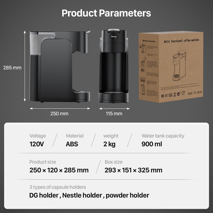 Ekspres kapsułkowy, ekspres wielokapsułkowy 3 w 1+ spieniacz do mleka