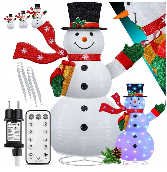 BAŁWAN ŚWIECĄCY LED 120CM FIGURA ŚWIĄTECZNA KESSER IP44 ZEWNĘTRZNY