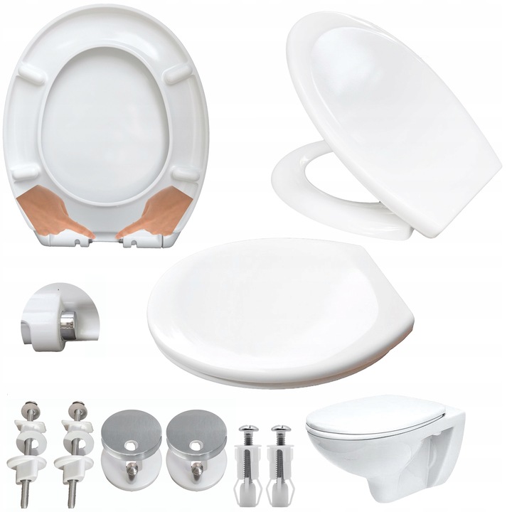 Deska sedesowa wolnoopadająca WC twardy duroplast uniwersalna wypinana kołk