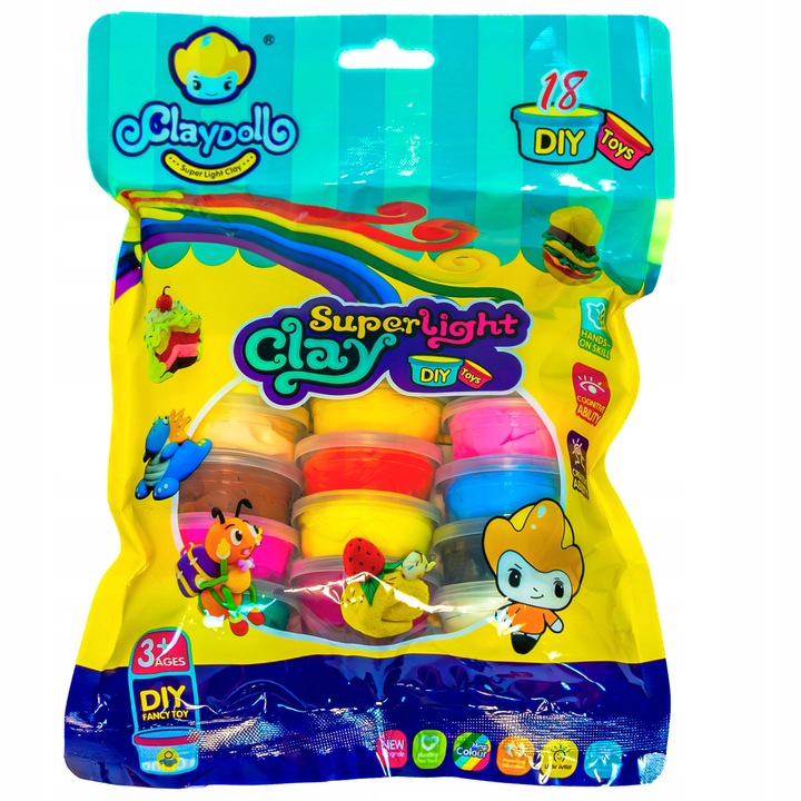 MAGICZNA PLASTELINA MASA PLASTYCZNA PIANKOLINA 18 sztuk +Nożyk