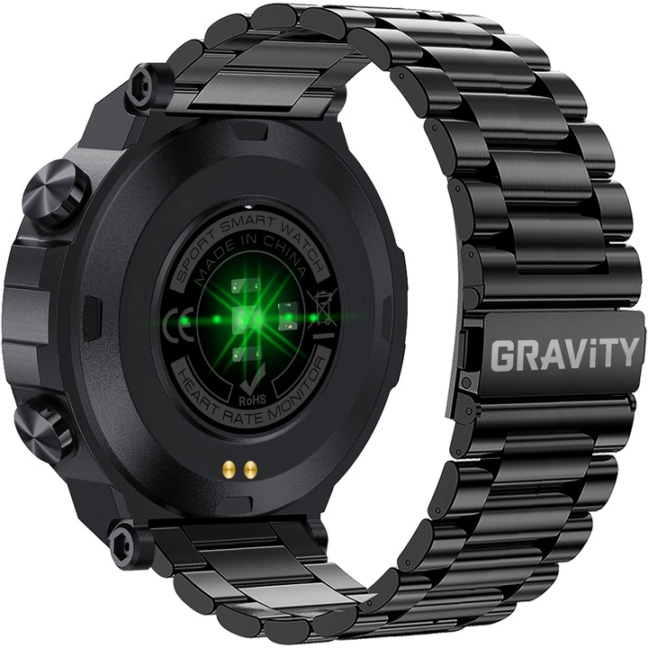 Smartwatch GRAVITY GT8-2 CZARNY Męski BRANSOLETA TĘTNO KALORIE SEN ROZMOWY