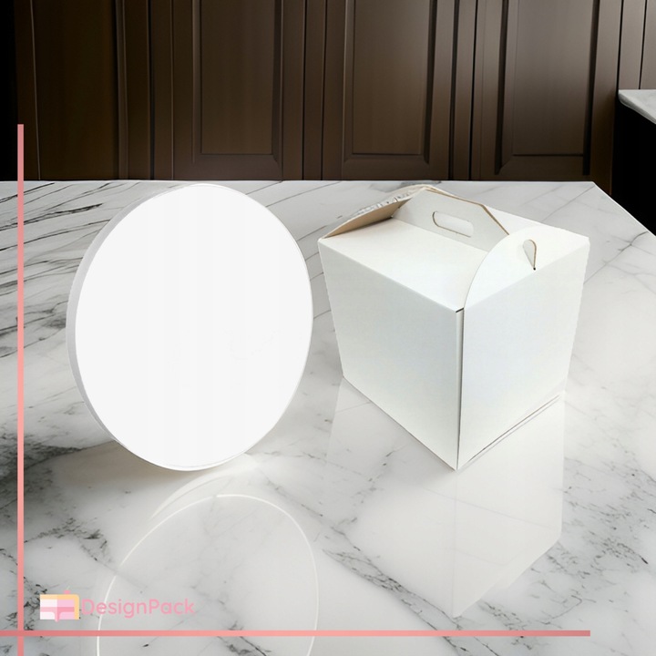 Pudełko na tort 30x30x28cm + Podkład 30 cm styrodurowy biały