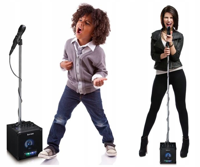 Głośnik AUX Bluetooth SD USB KARAOKE LED STOJAK