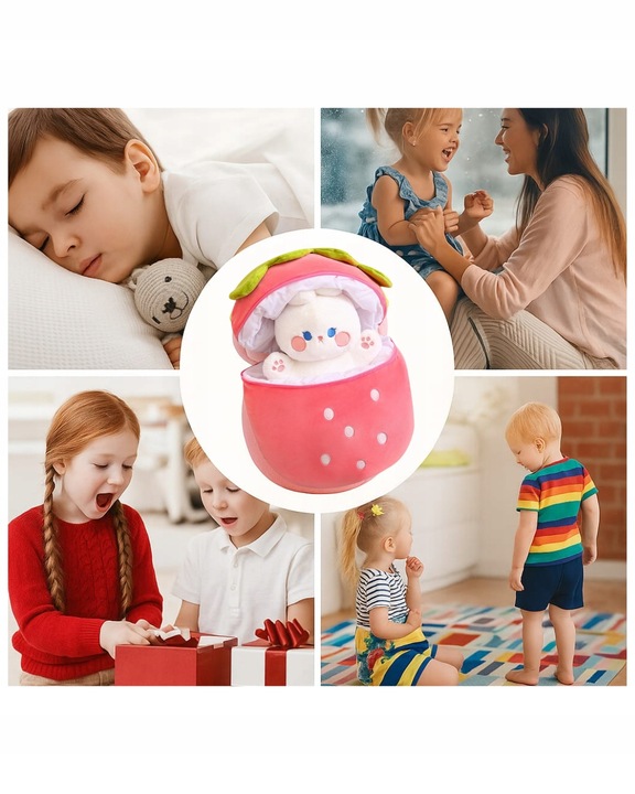 MASKOTKA MARZEŃ! Truskawkowy Królik 2w1 – Zabawka i Poduszka! 60cm