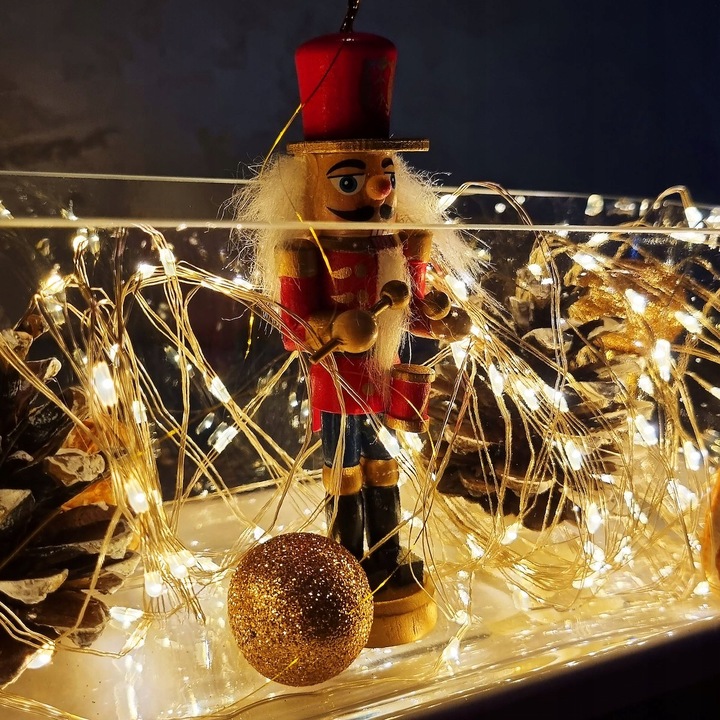 LAMPKI DRUCIKI 200LED MIKRO NA PRĄD CIEPŁE BIAŁE ZASILACZ zew/wew 8 FUNKCJI