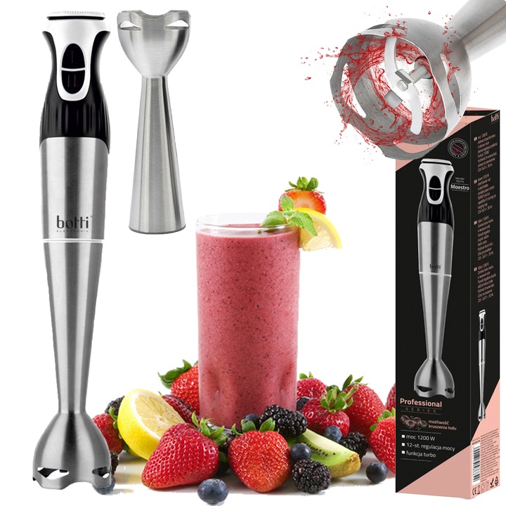 BLENDER RĘCZNY MIKSER ROZDRABNIACZ ROBOT MOC 1200W REGULACJA OBROTÓW TURBO