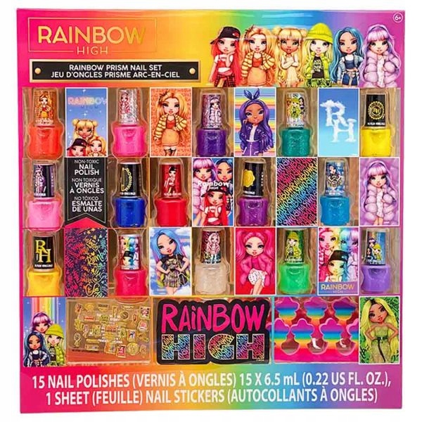 RAINBOW HIGH MEGA ZESTAW 15 LAKIERÓW DO MALOWANIA PAZNOKCI NA PREZENT