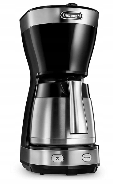 Przelewowy Ekspres do Kawy czarny termiczny dzbanek DeLonghi ICM16710 (P)
