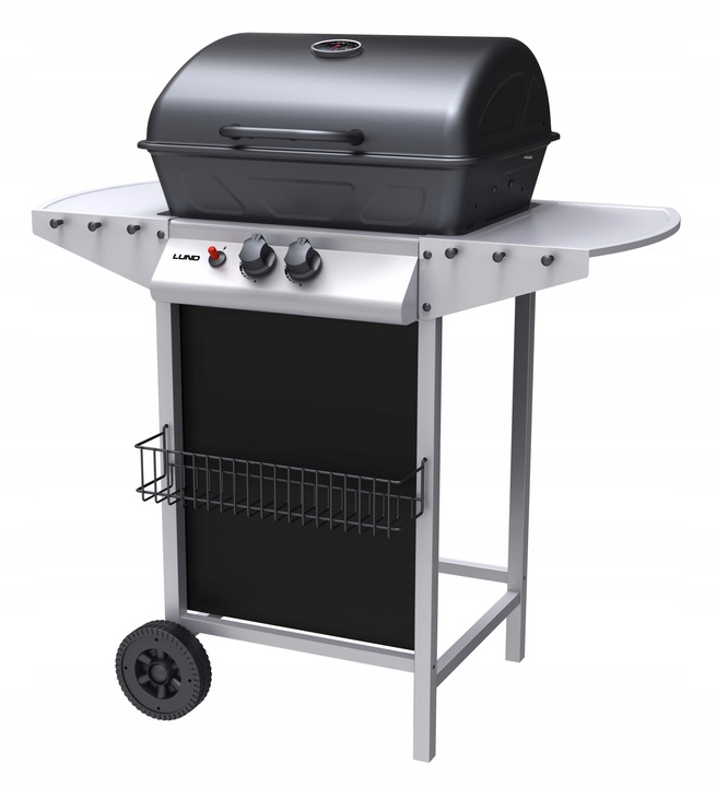 GRILL GAZOWY OGRODOWY BAVEN 2 PALNIKI, 5,5KW Z POKRYWĄ Z TERMOMETREM LUND