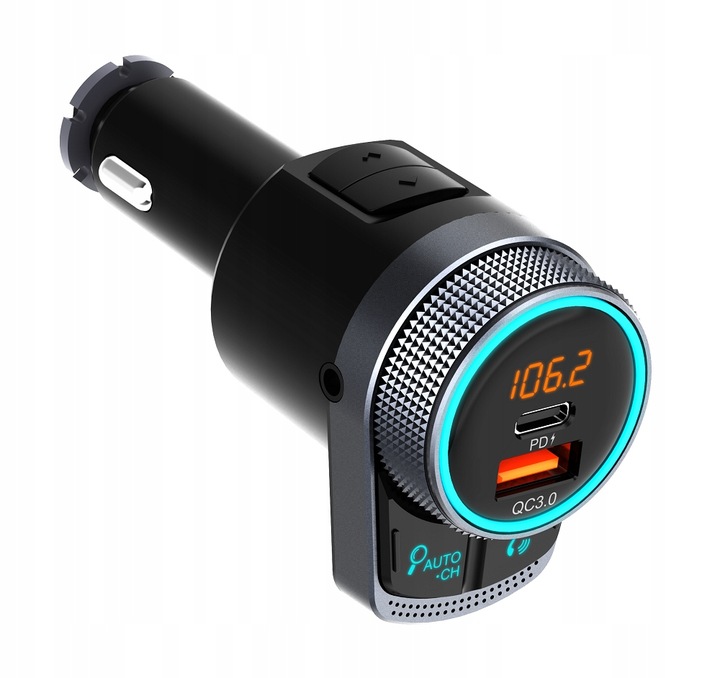 Transmiter FM Bluetooth Feegar AUX Szybka Ładowarka QC 3.0 38W AutoSearch