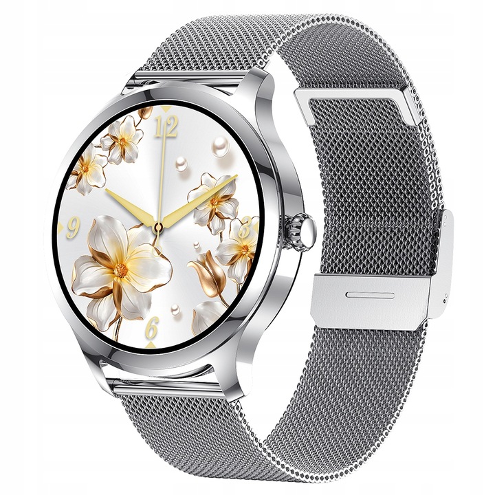 SMARTWATCH DAMSKI DLA KOBIETY MENU PL ROZMOWY SMART WATCH SREBRNY 2 PASKI