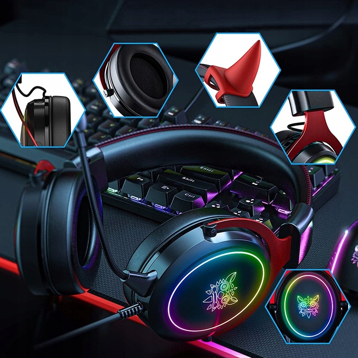 ONIKUMA X10 DEVIL SŁUCHAWKI GAMINGOWE Z MIKROFONEM PRZEWODOWE NAUSZNE DO PC