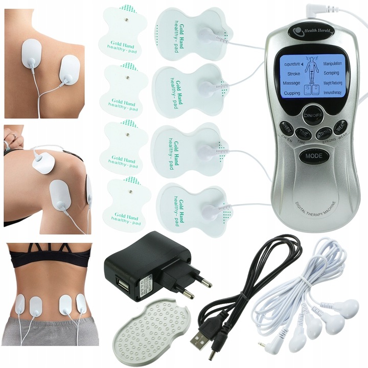 ELEKTROSTYMULATOR MIĘŚNI NERWÓW TENS EMS MOCNY SET