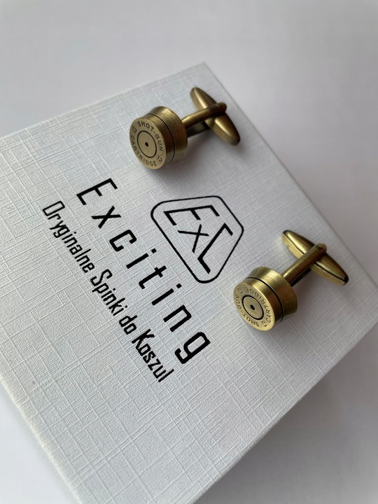 Spinki do mankietów EXC Nabój Naboje Łuski Shot Gun dla myśliwego żołnierza