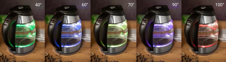 Czajnik elektryczny REGULACJA TEMP KOLORY LED 1,8L First Austria