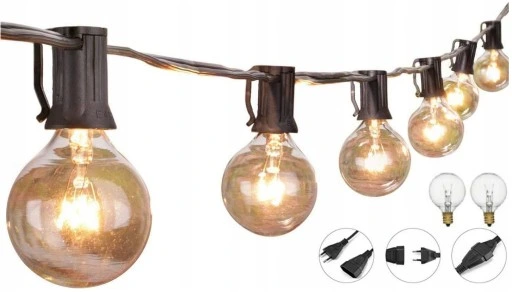 Girlanda Ogrodowa Lampki Żarówki Kule 7,6m 28 szt Ogrodowe Łańcuch świetlny