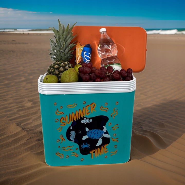 Przenośna LODÓWKA TURYSTYCZNA 24L na Wkłady Mrożące, SOLIDNY uchwyt