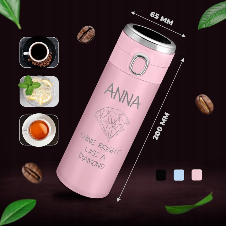 Kubek Termiczny z Grawerem Termos Smart Wyświetlacz 400ml Prezent dla Mamy