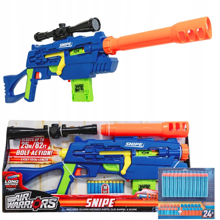 SNAJPERKA SNIPE PISTOLET KARABIN SNAJPERSKI PLUS STRZAŁKI NERF zestaw