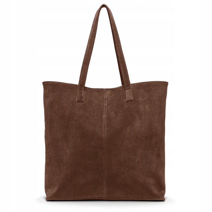 PUCCINI Torebka Damska Shopper Duża Ekologiczny Zamsz Brązowa BK2251034D-2