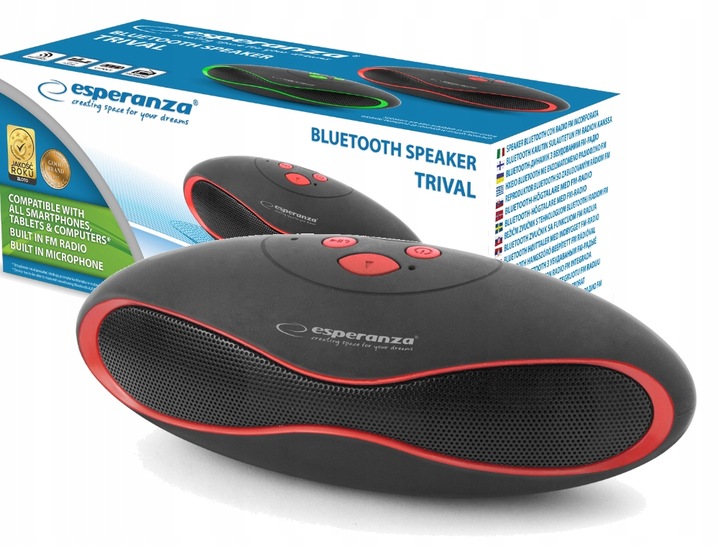 Głośnik przenośny Esperanza TRIVAL czerwony
