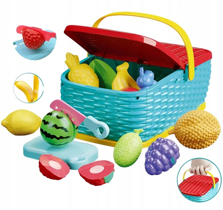 ZESTAW KOSZYK Z PRODUKTAMI OWOCE NA RZEPY DO KROJENIA SKLEP KUCHNIA