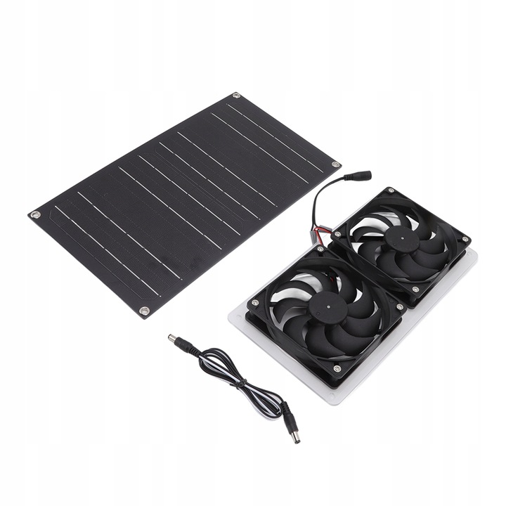 WENTYLATOR 12V + PANEL SOLARNY SŁONECZNY 100W USB
