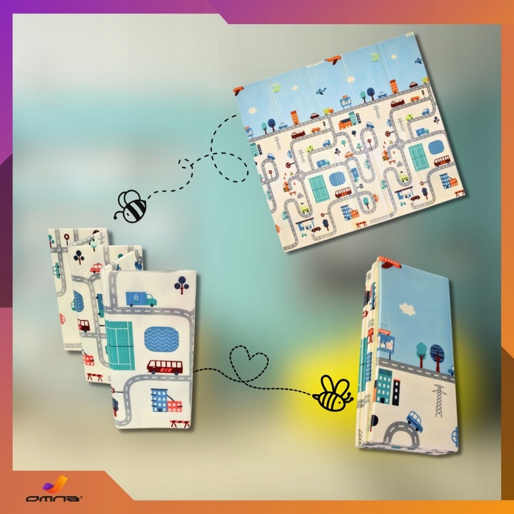 Piankowa dwustronna mata edukacyjna xpe dla dzieci duża składana 200x180cm