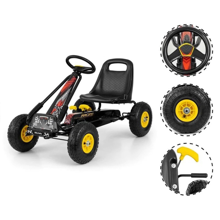 Milly Mally Gokart na pedały Thor Black Sportowy Design Wysoka Jakość