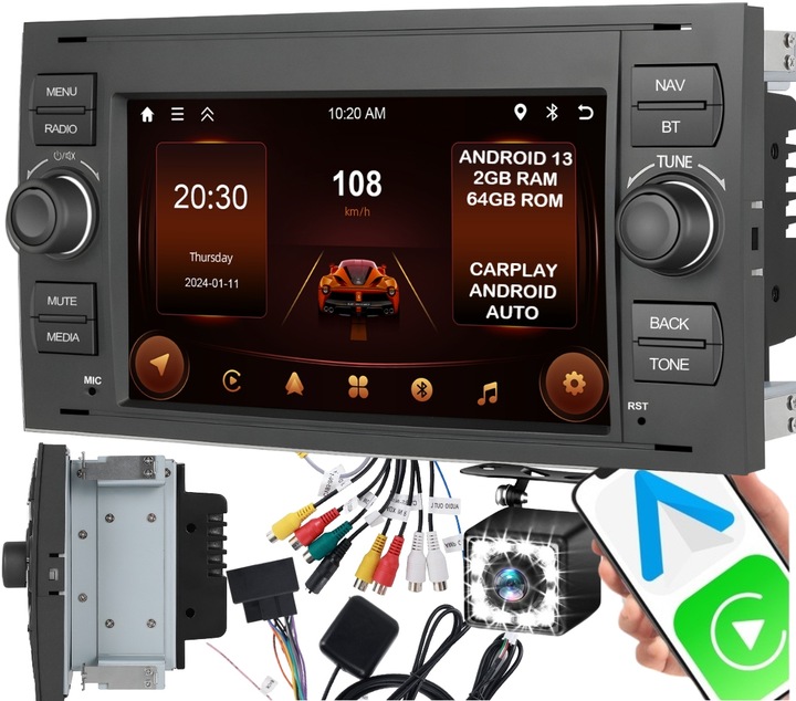 RADIO SAMOCHODOWE ANDROID FORD KUGA S-MAX C-MAX CARPLAY USB RDS GPS WIFI BT
