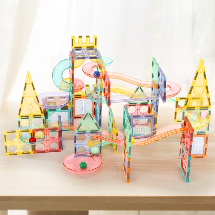 Klocki magnetyczne dla dzieci duże edukacyjne zestaw tor konstrukcyjny 158e