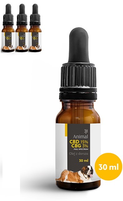CBD 15% + CBG 3% OLEJEK KONOPNY DLA PSÓW PSA KOTÓW KOTA FULL SPECTRUM 30ml