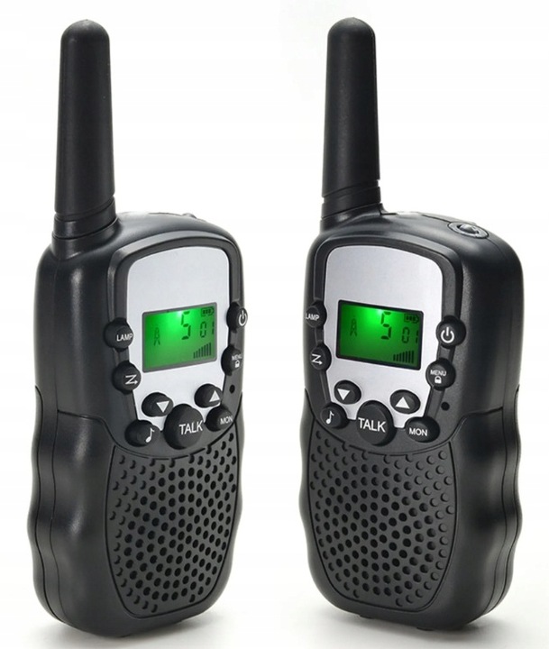 WALKIE TALKIE DLA DZIECI KRÓTKOFALÓWKA 2 SZT. ZASIĘG 3KM LATARKA CZARNE
