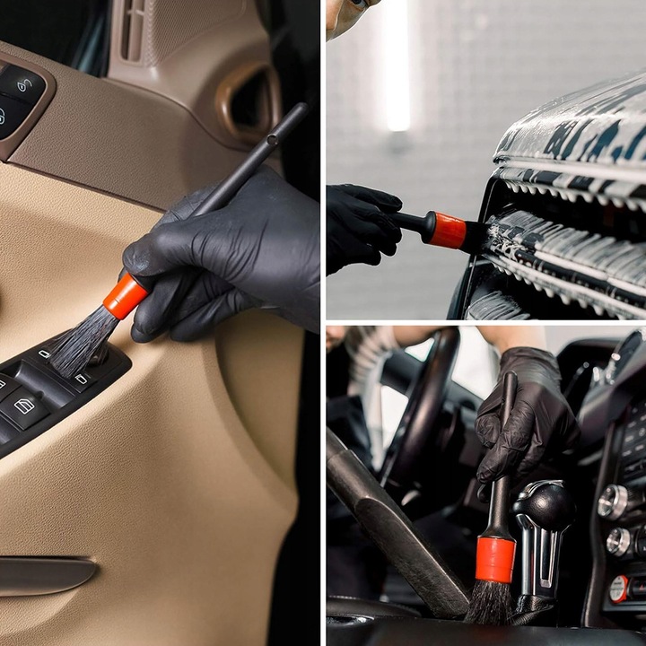 5X PĘDZLE PĘDZELKI DETAILINGOWE ZESTAW DO CZYSZCZENIA + ŚCIERECZKA ZESTAW