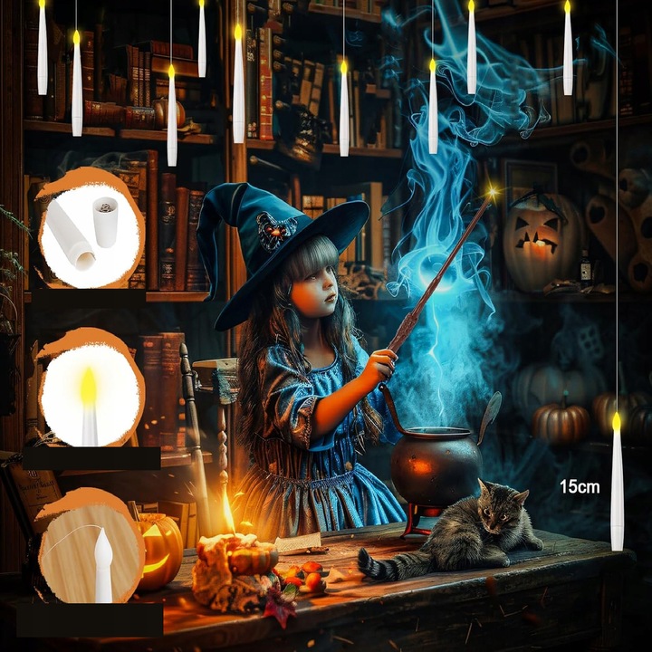 Latające Swiece LED, 10 Sztuk, z Pilotem Zdalnego Sterowania,Swiece Wiszące