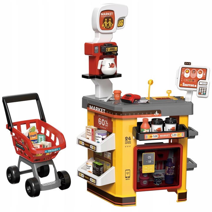 SUPERMARKET SKLEP dla Dzieci PARA Lodówka WIFI KOSZYK OBROTOWA KASA MATADI